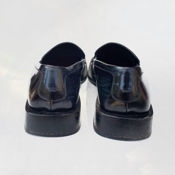 Vintage Prada 1990s Black Patent Square Toe Loafers - Picture 5 of 11